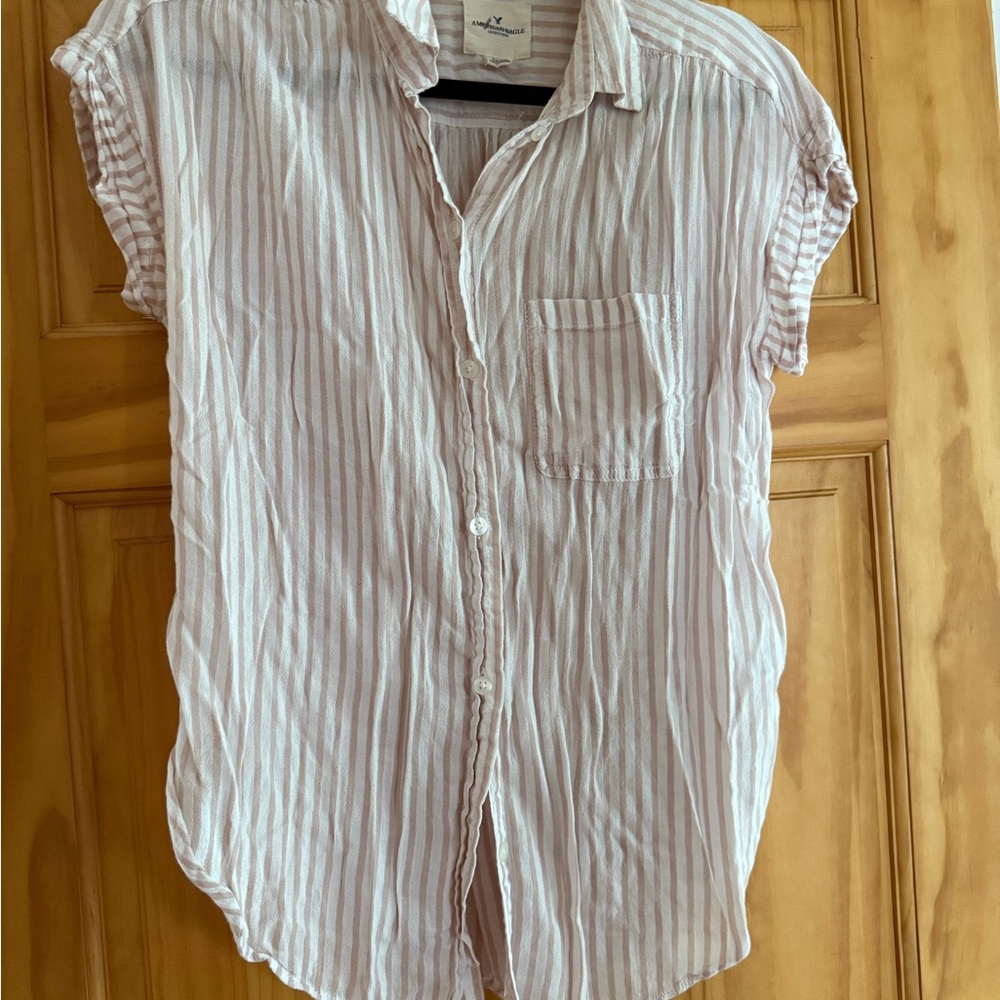 American Eagle Outfitters Beige Striped Shirt